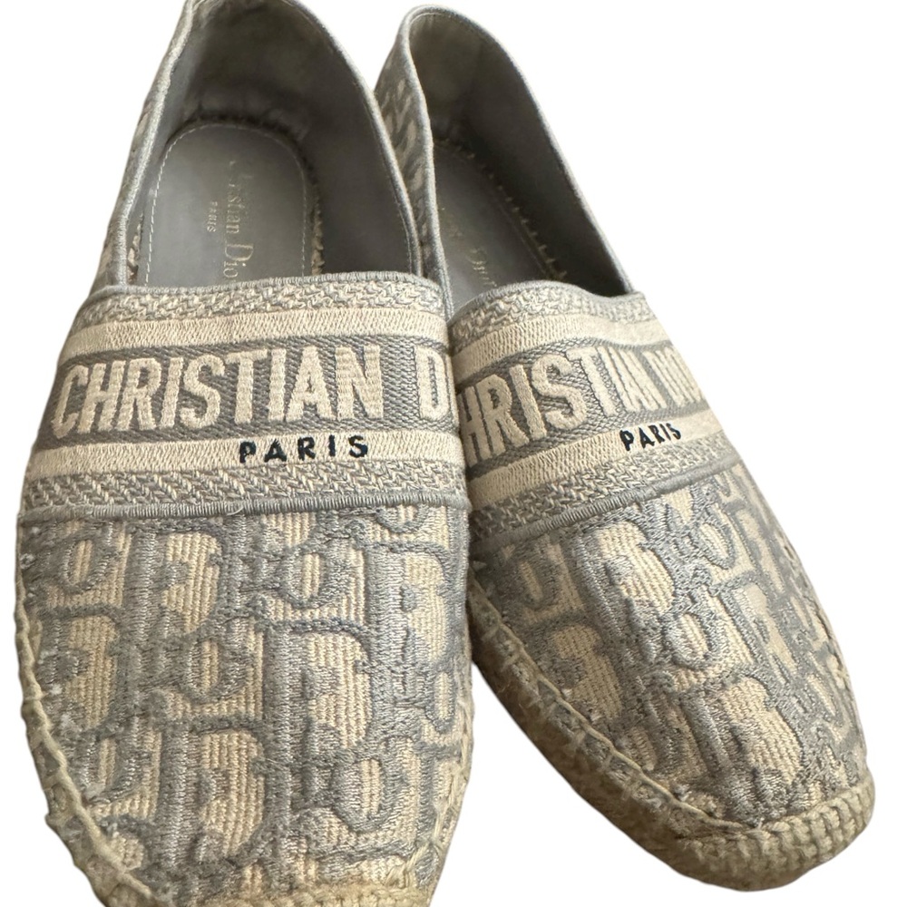 Dior- Christian Dior Cream and Gray Espadrilles Sz 38 (8) - Picture 2 of 10